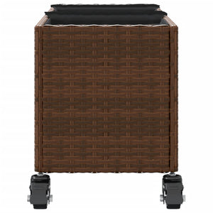 Pflanzkübel mit Rollen Braun Poly-Rattan