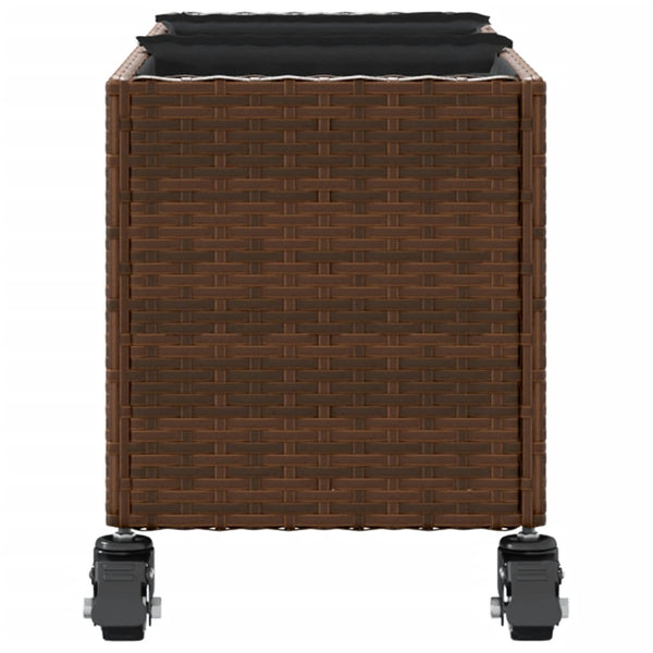 Pflanzkübel mit Rollen Braun Poly-Rattan