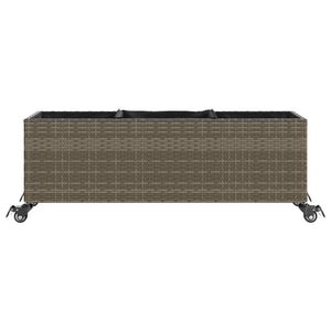 Pflanzkübel mit Rollen, 3 Töpfe, Poly-Rattan Grau