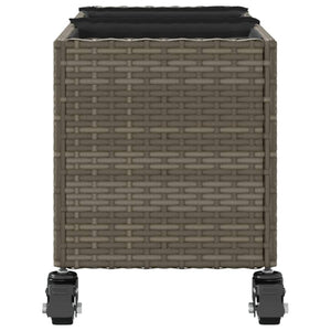 Pflanzkübel mit Rollen, 3 Töpfe, Poly-Rattan Grau