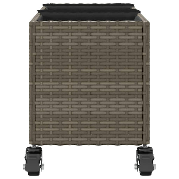 Pflanzkübel mit Rollen, 3 Töpfe, Poly-Rattan Grau