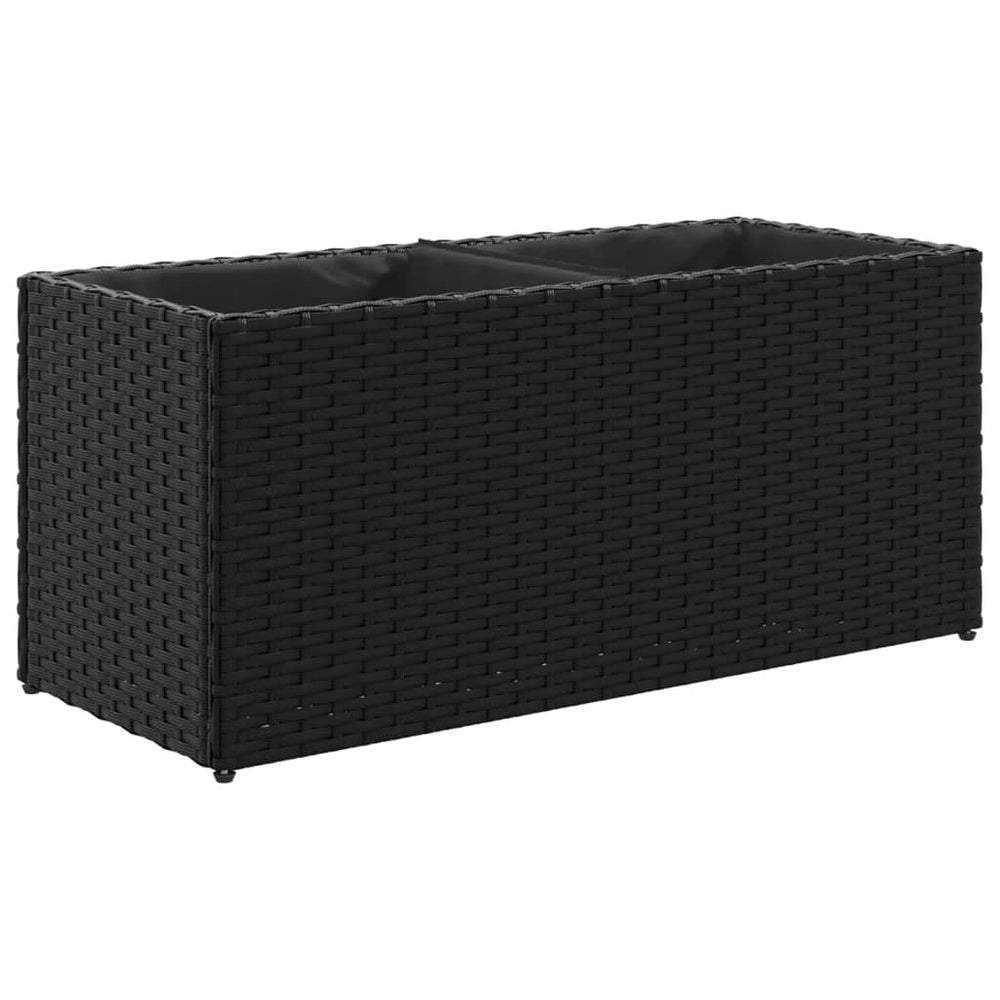 Hochbeet mit 2 Fächern Schwarz Poly Rattan