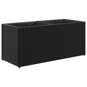 Hochbeet mit 2 Fächern Schwarz Poly Rattan