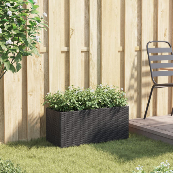 Hochbeet mit 2 Fächern Schwarz Poly Rattan