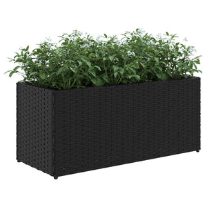 Hochbeet mit 2 Fächern Schwarz Poly Rattan