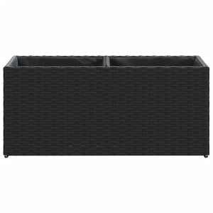 Hochbeet mit 2 Fächern Schwarz Poly Rattan