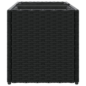 Hochbeet mit 2 Fächern Schwarz Poly Rattan