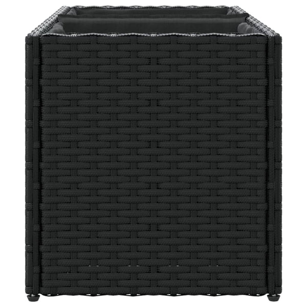 Hochbeet mit 2 Fächern Schwarz Poly Rattan