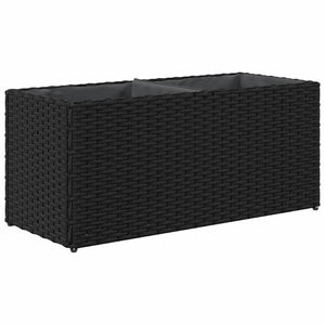 Hochbeet mit 2 Fächern Schwarz Poly Rattan
