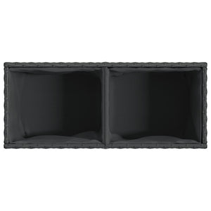 Hochbeet mit 2 Fächern Schwarz Poly Rattan