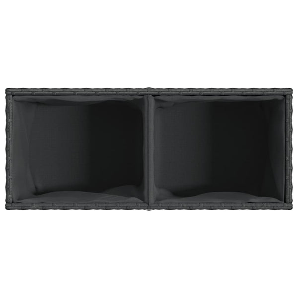 Hochbeet mit 2 Fächern Schwarz Poly Rattan
