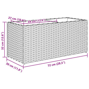 Hochbeet mit 2 Fächern Schwarz Poly Rattan