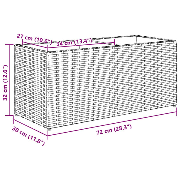 Hochbeet mit 2 Fächern Schwarz Poly Rattan
