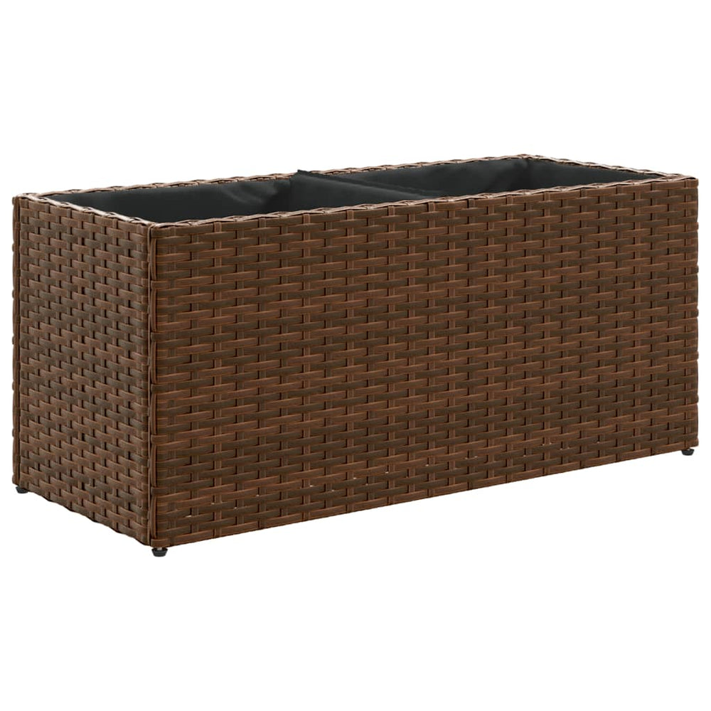 Poly-Rattan Pflanzkübel Braun mit 2 Töpfen