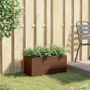 Poly-Rattan Pflanzkübel Braun mit 2 Töpfen