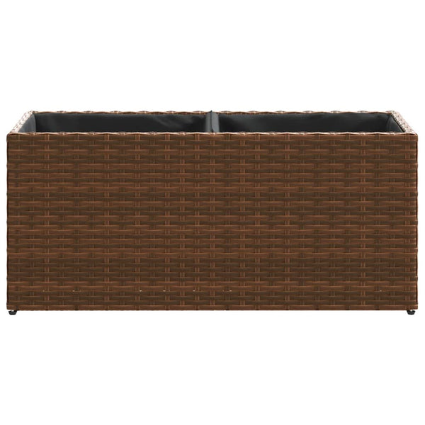 Poly-Rattan Pflanzkübel Braun mit 2 Töpfen