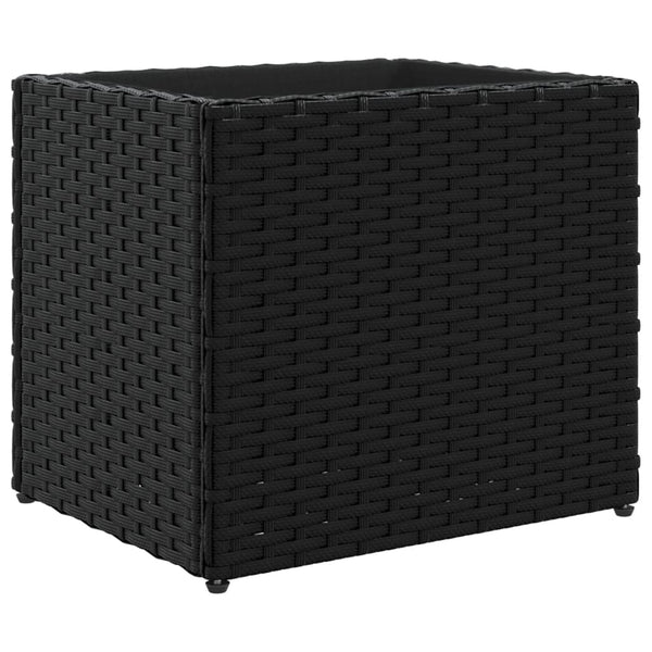 Schwarzer Pflanzkübel Poly Rattan 36x30x32 cm