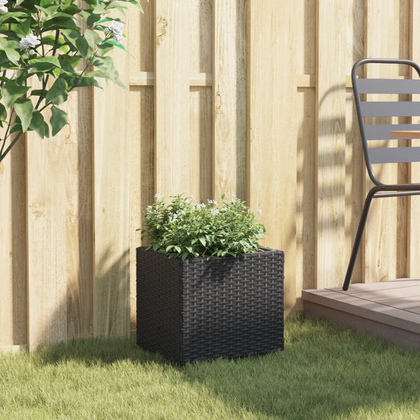Schwarzer Pflanzkübel Poly Rattan 36x30x32 cm