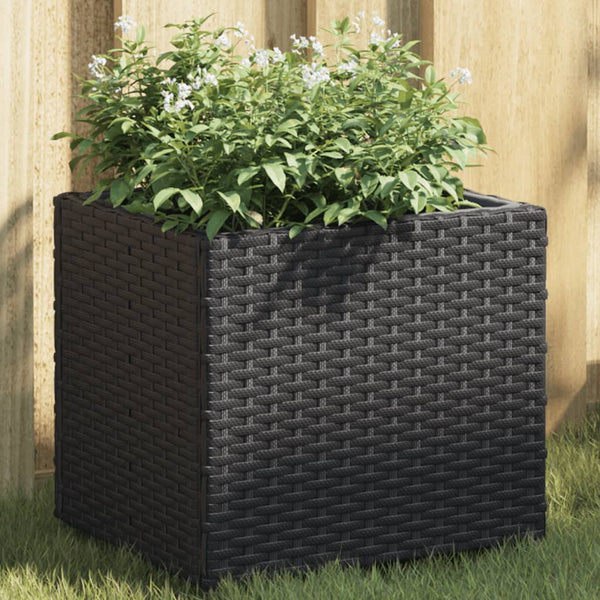 Schwarzer Pflanzkübel Poly Rattan 36x30x32 cm