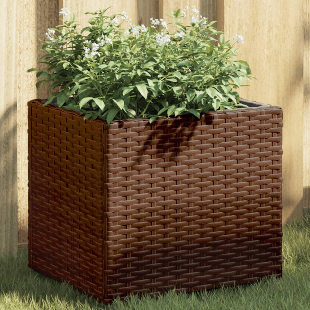 Brauner Pflanzkübel Poly Rattan 36x30x32 cm