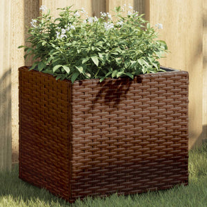 Brauner Pflanzkübel Poly Rattan 36x30x32 cm