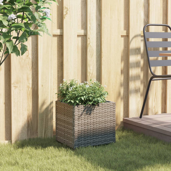 Grauer Pflanzkübel Poly Rattan 36x30x32 cm