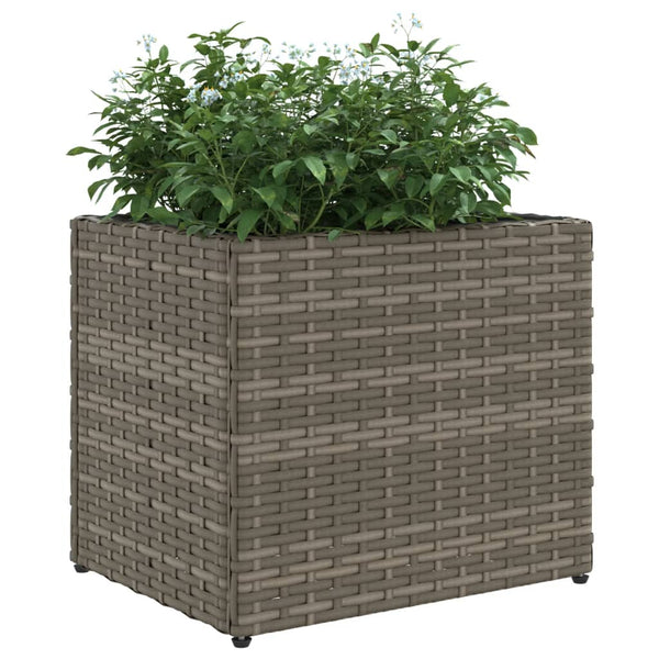 Grauer Pflanzkübel Poly Rattan 36x30x32 cm