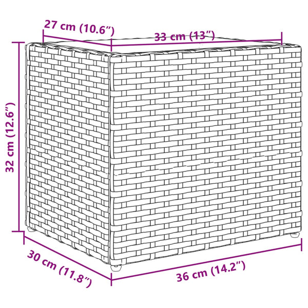 Grauer Pflanzkübel Poly Rattan 36x30x32 cm