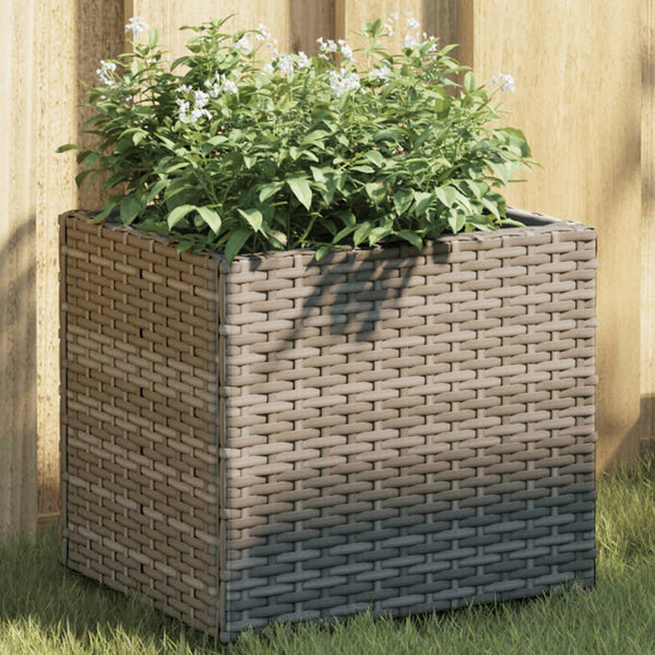 Grauer Pflanzkübel Poly Rattan 36x30x32 cm