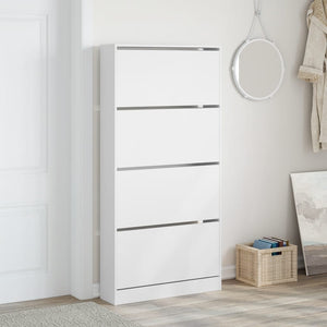vidaXL Meuble à chaussures avec 4 abattants Blanc 80x21x163,5 cm