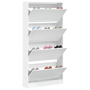 vidaXL Meuble à chaussures avec 4 abattants Blanc 80x21x163,5 cm