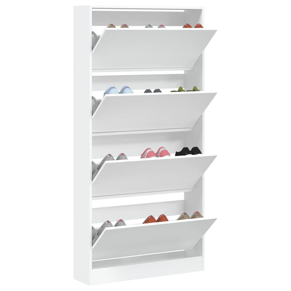 vidaXL Meuble à chaussures avec 4 abattants Blanc 80x21x163,5 cm