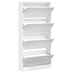vidaXL Meuble à chaussures avec 4 abattants Blanc 80x21x163,5 cm