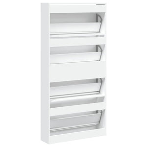 vidaXL Meuble à chaussures avec 4 abattants Blanc 80x21x163,5 cm