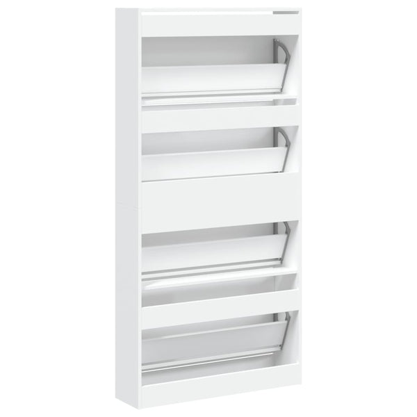 vidaXL Meuble à chaussures avec 4 abattants Blanc 80x21x163,5 cm