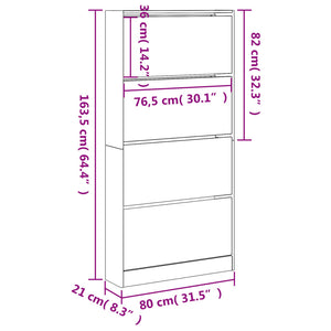 vidaXL Meuble à chaussures avec 4 abattants Blanc 80x21x163,5 cm