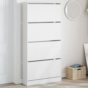vidaXL Meuble à chaussures avec 4 abattants Blanc 80x21x163,5 cm