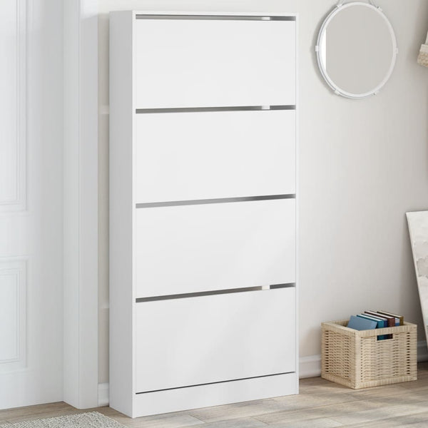 vidaXL Meuble à chaussures avec 4 abattants Blanc 80x21x163,5 cm