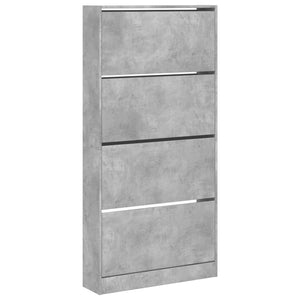 vidaXL Meuble à chaussures 4 abattants gris béton 80x21x163,5 cm