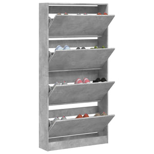 vidaXL Meuble à chaussures 4 abattants gris béton 80x21x163,5 cm