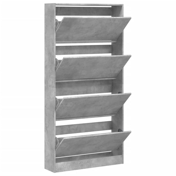 vidaXL Meuble à chaussures 4 abattants gris béton 80x21x163,5 cm