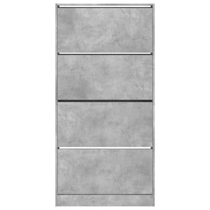vidaXL Meuble à chaussures 4 abattants gris béton 80x21x163,5 cm
