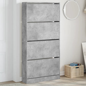vidaXL Meuble à chaussures 4 abattants gris béton 80x21x163,5 cm