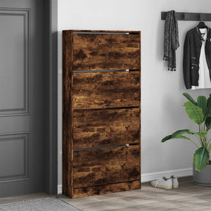 Schuhschrank Räuchereiche mit 4 Klappen