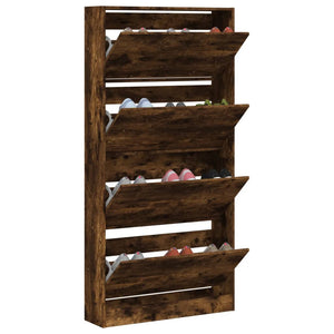 Schuhschrank Räuchereiche mit 4 Klappen