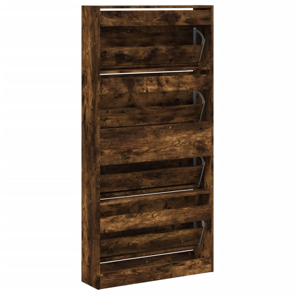 Schuhschrank Räuchereiche mit 4 Klappen