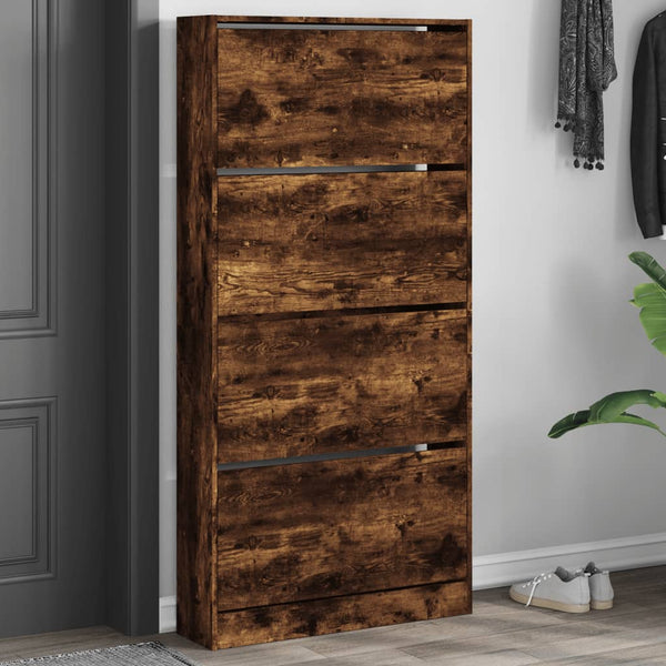 Schuhschrank Räuchereiche mit 4 Klappen