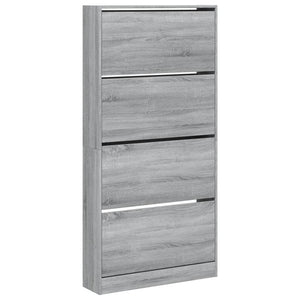 vidaXL Meuble à chaussures avec 4 abattants gris et chêne sonoma 80x21x163,5 cm