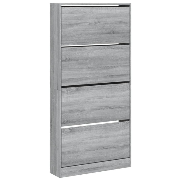 vidaXL Meuble à chaussures avec 4 abattants gris et chêne sonoma 80x21x163,5 cm