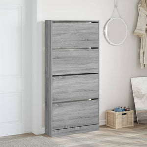 vidaXL Meuble à chaussures avec 4 abattants gris et chêne sonoma 80x21x163,5 cm